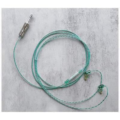 Mouton Eme-Quatre / WAGNUS. Original 4.4mm 5-pole Plug EIR - ARGENTA / Custom 2pin / ロゴ&イヤーコネクタアートワーク エメラルド装飾