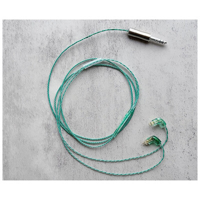 Mouton Eme-Quatre hue-10 / WAGNUS. Original 4.4mm 5-pole Plug EIR - ARGENTA / Custom 2pin / ロゴ&イヤーコネクタアートワーク エメラルド装飾